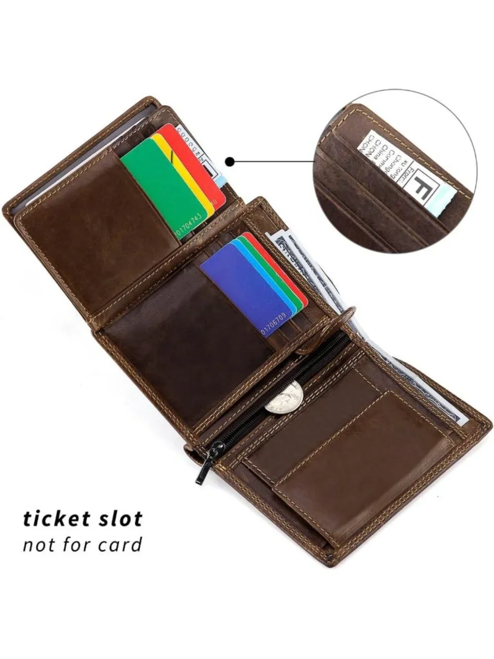 RFID Blocking Leather Wallet for Men | Trifold Billfold, 10 Card Slots, Coin